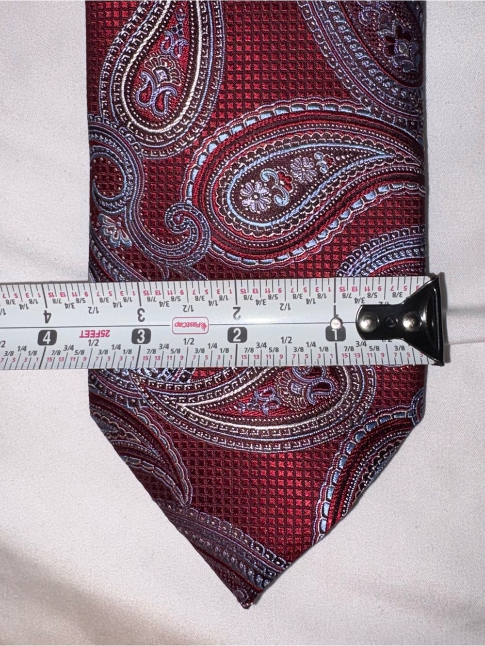 ERMENEGILDO ZEGNA Tie Red Paisley Silk Made in Italy - Picture 4 of 5
